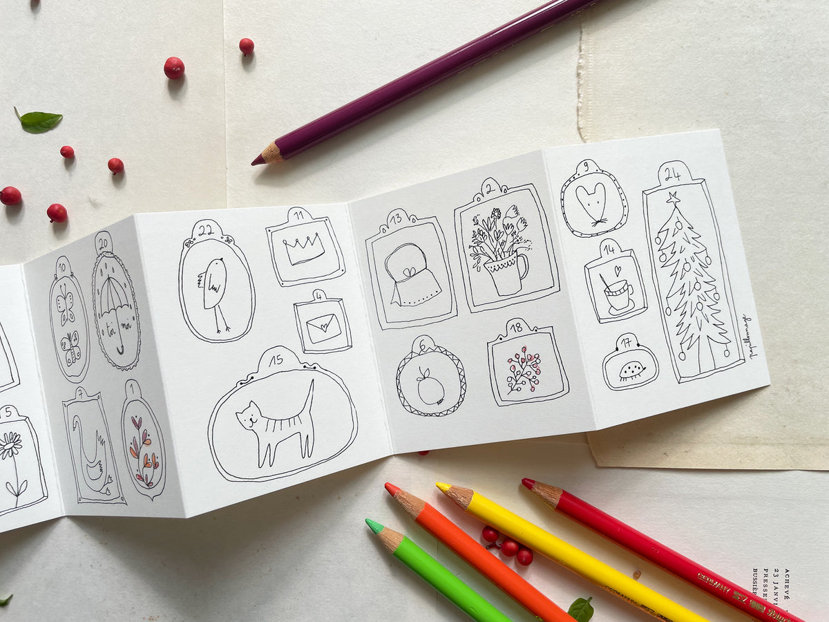 Accordéon de l'Avent à colorier - B2B
